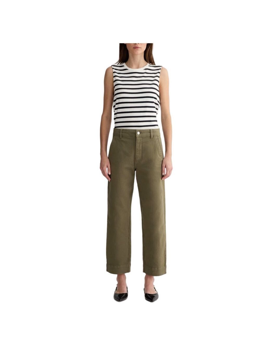 Everlane Olive Green Cropped Wide-Leg Pants